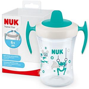 NUK Trainer Cup bicchiere antigoccia | Beccuccio morbido e a prova di perdite | 6+ mesi | Senza BPA | 230ml | rana verde