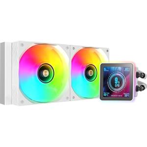 Mars Gaming ML-VISIONPRO240, Raffreddamento a Liquido AIO, TDP 500W, 2x Ventole ARGB 120mm FDB con Nucleo in Rame e Alluminio, Schermo LCD IPS 4" Rimovibile, Opti-Chamber 3a Generazione, Bianco