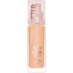 Maybelline New York Fondotinta Illuminante, Per Tutti i Tipi di Pelle, Pelle Rimpolpata e Radiosa, Finish Naturale, Con Acido Ialuronico e Niacinamide, Lifter Plump and Glow, Tonalità: 114, 30 ml