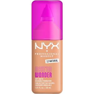NYX Professional Makeup Fondotinta Soft Matte, Coprenza Modulabile, Tenuta Fino a 24H, Formula Arricchita con Acido Ialuronico, Guaranà e Vitamina C, Make Em Wonder Foundation, Natural, 30 ml