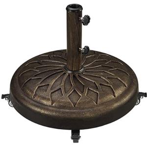 Yaheetech Base per Ombrellone da Giardino 24,7 kg in Resina e Metallo con 4 Ruote e Freni per Pali da Ø34/38/48mm con 2 Manopole Cortile Piscina Esterno Bronzo
