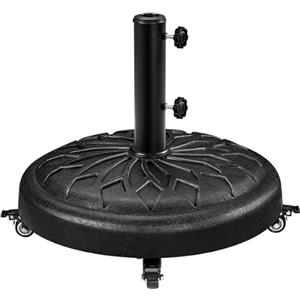 Yaheetech Base per Ombrellone da Giardino 24,7 kg in Resina e Metallo con 4 Ruote e Freni per Pali da Ø34/38/48mm con 2 Manopole Cortile Piscina Esterno Nero