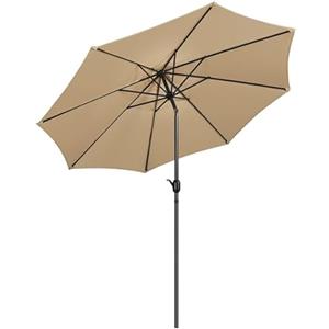 Yaheetech Ombrellone da Giardino Esterno 300 cm Portatile Parasole Protezione UV con Manovella 8 Stecche Reclinabile Telo in Poliestere Tubo in Alluminio Spiaggia Balcone Terrazzo Ecrù