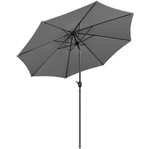 Yaheetech Ombrellone da Giardino Esterno 300 cm Portatile Parasole Protezione UV con Manovella 8 Stecche Reclinabile Telo in Poliestere Tubo in Alluminio Spiaggia Balcone Terrazzo Grigio