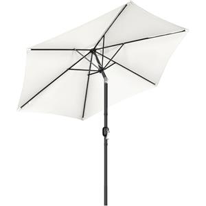 Yaheetech Ombrellone da Giardino 269 cm con 6 Stecche in Poliestere e Metallo Inclinabile Protezione UV Cortile Piscina Esterno Crema