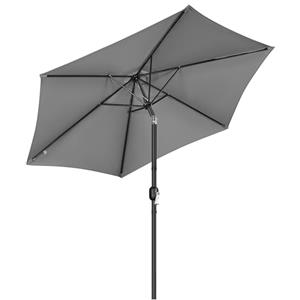 Yaheetech Ombrellone da Giardino 269 cm con 6 Stecche in Poliestere e Metallo Inclinabile Protezione UV Cortile Piscina Esterno Grigio