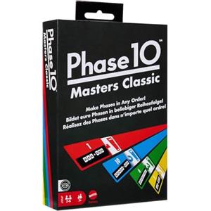 Mattel Games - Phase 10 Masters Classic, gioco di carte in stile ramino con 60 carte Obiettivo di fase e colpi di scena, per famiglie e amici, 2-6 giocatori, giocattolo per bambini, 7+ anni, JFD07