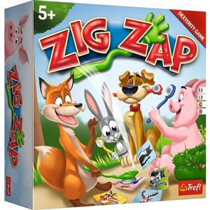Trefl - Zig Zap - Gioco arcade dinamico, carte di animali, gioco da tavolo per famiglie, orecchie di animali e pacchetti di cattura delle carte, per adulti e bambini sopra i 5 anni, 02319