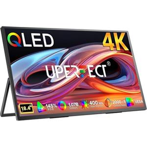 UPERFECT 18 Pollici 4K Monitor Portatile con Schermo Opaco QLED Eye-Care UHD 3840 * 2160 Staffa Integrata USB C Mini HDMI per PC Laptop Xbo Switch PS-5, Corpo in Metallo, Display Mobile Montabile VESA