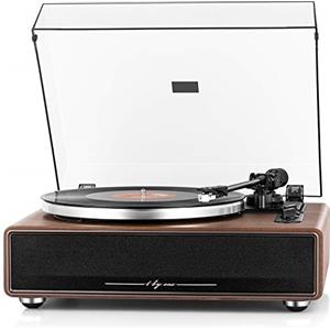 1 BY ONE Giradischi Vinili, Giradischi a Cinghia e Hi-Fi con Altoparlanti Incorporati, Giradischi con Cartuccia Magnetica, Altoparlanti Bluetooth, Funzione Aux-In e Auto-Off