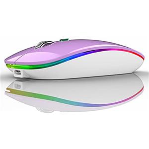 Uiosmuph Mouse Senza Fili Bluetooth, BT5.1+BT5.0+2.4G Ricaricabile Mouse Senza Fili Ottico Piccolo Portatile con Mouse USB per per Notebook, PC, Laptop, Computer, MacBook (Purple)