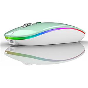 Uiosmuph Mouse Senza Fili Bluetooth, BT5.1+BT5.0+2.4G Ricaricabile Mouse Senza Fili Ottico Piccolo Portatile con Mouse USB per per Notebook, PC, Laptop, Computer, MacBook (Mint Green)