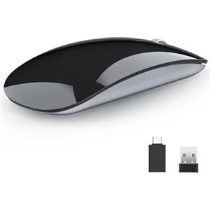 Uiosmuph U58 Mouse Wireless, Ricaricabile Silenzioso Mause Wireless Senza Filo 3 Livelli DPI (800/1200/1600) per Windows/Linux/Mac/laptop/PC (Nero)