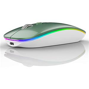 Uiosmuph G12 - Mouse senza fili, sottile, ottico wireless mouse con ricevitore Nano Mouse USB per PC/Tablet/Laptop (verde)