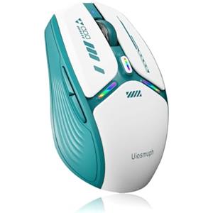 Uiosmuph G19 Mouse Wireless Bluetooth, 3 Modalità (BT5.1/5.0+2.4G) Ricaricabile Mouse Senza Fili, livello della batteria visibile, 1600 DPI Mouse per Laptop, MacBook, PC, Windows, Android, Verde