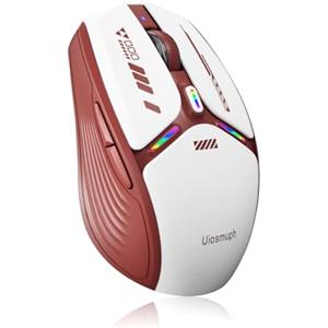Uiosmuph G19 Mouse Wireless Bluetooth, 3 Modalità (BT5.1/5.0+2.4G) Ricaricabile, livello della batteria visibile, 1600 DPI per Laptop, MacBook, PC, Windows, Android, Rosso