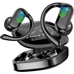 DUSONLAP Cuffie Open-Ear, 42 Ore Auricolari Sportivi Bluetooth 5.4 con ENC Mic e Gancio Auricolare Air, IPX7 Cuffie Bluetooth con Display LED per Fitness/Corsa/Ciclismo, Controllo Touch, iOS Android