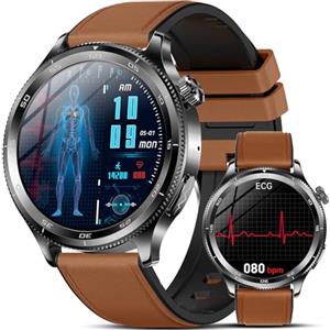 Marsyu 2026 Smartwatch Uomo con ECG/????lice????????α/Lipidi/Acido Urico/BMI/Sonno/Apnea Notturna,1.43"AMOLED Orologio Salute con Chiamate & 24h Pressione Sanguigna/Temperatura Corporea/Cardiofrequenzimetro