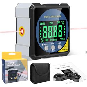 Lytool Livella Laser Digitale Lytool con Doppio Fascio & 4 Lati Magnetici, Inclinometro 4x90° Precisione ±0.2° IP54, Schermo LCD Ricarica USB-C 400mAh per Costruzione/Decorazione/Fai da te