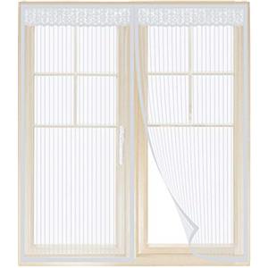 Anpro, Zanzariera magnetica per finestre (100 x 140 cm), efficace contro zanzare, mosche e insetti, con nastro autoadesivo (bianco)
