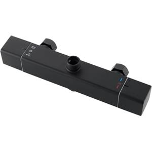 Ulytid Miscelatore Doccia Con 2 Uscite, Miscelatore Termostatico Doccia Rubinetto Bagno, Uscita Superiore 3/4" BSP (26.4mm) e Uscita Inferiore 1/2" BSP (21mm), Quadrato, Finitura Nero Opaco
