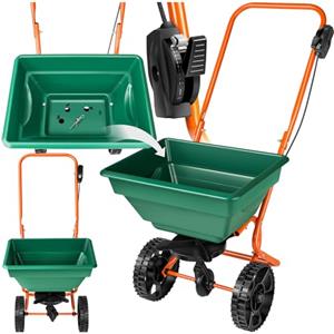 tectake® Carrello con Ruote Portatutto, Carrello Spargitore Volume 25L, Carriola da Giardino per Semi, Concime, Fertilizzante, Sale Antigelo, Manutenzione Inverno e Giardinaggio, Ruote Grandi - Verde