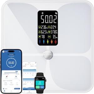 Lepulse Bilancia Pesapersone Digitale, Bilancia Impedenziometrica Professionale Lescale F4, Smart Bilancia Massa Magra e Grassa BMI con 22 Indici, Bilancia Pesapersone Professionale con App per IOS e Android