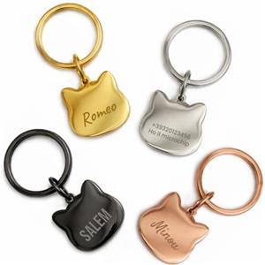 LASERO' LASERO' Medaglietta Gatto Personalizzata in Acciaio Lucido 2,5x2,5cm - Targhetta Gatto con Incisione Laser di Nome e Dati - 4 Colori (Rosa/Argento/Nero/Oro) - Targhetta Identificativa per Collare