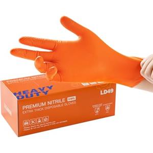 LANON Protection LANON 8 Mil Guanti Monouso in Nitrile Arancioni, Guanti Meccanico Resistenti, Alimenti, Antiscivolo, Senza Lattice, Senza Polvere, Completamente Diamante, Taglia XL (100 Guanti)