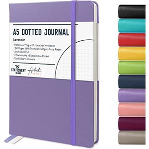 STATIONERY ISLAND Quaderni a Quadretti A5 - Bullet Journal Puntinato, 180 Pagine Taccuino, Notebook Quaderno Appunti 120gsm. Quadernino Per Agendina, Studio, Viaggi, Diario e Progetti. (Lavanda)