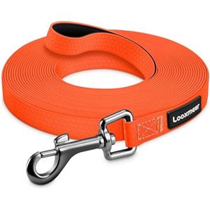 Looxmeer Guinzaglio Addestramento per Cani, Guinzaglio per Cani 3 m/5M/7M/10M/15M/20M/25M/30M, Lunghina Cane Leggero Durevole con Moschettone a D, Custodia Portabile, Arancione Fluo