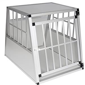 EUGAD Trasportino Cane Auto, Trasportino Cani in Alluminio, Box Trasporto per Cani Media Piccola da Auto, Cuccia Cane Esterno, Kennel per Canette con Chiusura per Viaggio Trasporto 65x85x71cm