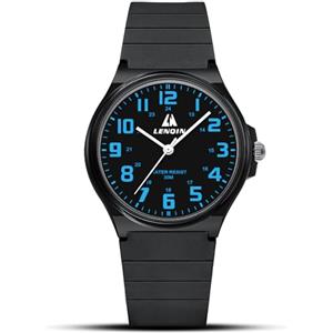 LN LENQIN Orologio da uomo al quarzo analogico, impermeabile 30 metri, con cinturino in silicone alla moda orologi uomo