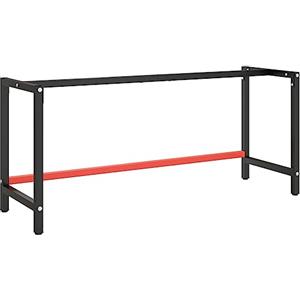 vidaXL Telaio Banco da Lavoro Nero e Rosso Opaco 180x57x79 cm Metallo