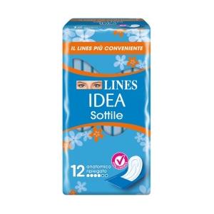 FATER Lines Idea Assorbenti Sottili Anatomici Ripiegati con Ali - 12 Pezzi Ipoallergenici