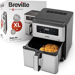 Breville Halo Friggitrice ad aria, Forno friggitrice ad aria digitale da 9 litri, Potenza 1700 W per risultati rapidi, Dimensioni grandi: 65% di spazio in più per cucinare, Friggi, cuoci al forno