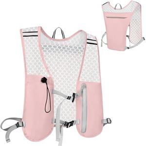 Alaoo Zaino da Corsa, Running Vest, Leggero Zaino Idratazione, con Strisce Riflettenti, Rete Traspirante, per Corsa Ciclismo Maratona Trekking Trail(Rosa)