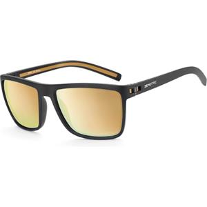 ZENOTTIC Occhiali da Sole Polarizzati Quadrati da Uomo: Montatura Ultraleggera in TR90 — Occhiali per Guidare, Pesca, Ciclismo e Protezione UV400, C10 Montatura nera/Lente specchiata oro