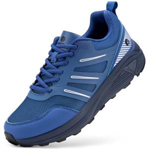 FitVille Scarpe Trail Running Uomo Pianta Larga Sneakers Leggere Camminata Antiscivolo Scarpe da Trekking all'aperto Blu Navy 49 EU X-Larga