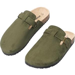 JOMIX Sabot Uomo Ciabatte con Fibbia Zoccoli Pantofole Chiuse Scarpe da Giardino Sandali con Sottopiede in Sughero Antiscivolo Leggere Comodo da Casa (MCT260400, Verde Militare, 45 EU)