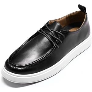 Allthemen Mocassini da Uomo con Lacci Loafer Basse in Pelle Scarpe Eleganti da Barca Casual Nero 45