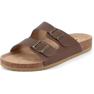 JOMIX Sandali Estivi da Uomo Pantofole Basse Eleganti e Confortevoli Ciabatte da Spiaggia Cuoio di Suola Sughero SU2434 Marrone 43