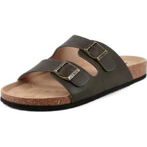 JOMIX Sandali Estivi da Uomo Pantofole Basse Eleganti e Confortevoli Ciabatte da Spiaggia Cuoio di Suola Sughero SU2434 Verde 42