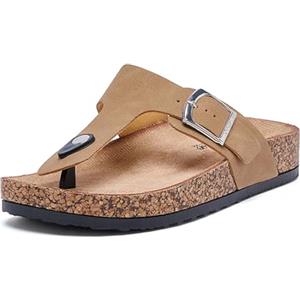 JOMIX Sandali Bassi Donna Infradito con Fibbia Ciabatte Estive Chic per Tempo Libero e Spiaggia Mare Casa WCI250056 Khaki 38