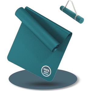 LILENO SPORTS Tappetino da Yoga Turchese (180x60cm) con Cinghia da Trasporto - Tappetino Sportivo e da Yoga Extra Antiscivolo da 4 mm di Spessore - Tappetino da Ginnastica e Fitness per Allenamento