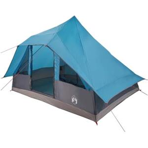 vidaXL Tenda Tipi con Tetto Blu 364 x 281 x 257 cm taffetà, Giardino e Terrazza, Tenda Familiare Moderna, Sistemazione all'Aperto, Rifugio da Campeggio Spazioso, Struttura a Tipì Eco-Friendly
