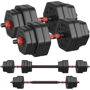 SONGMICS Set di Manubri con Barra di Collegamento, Manubri Corti, Bilanciere da 30 kg, Peso Esagonale per Allenamento, Fitness, Sollevamento Pesi a Casa, Palestra, Nero Inchiostro SYL300B01