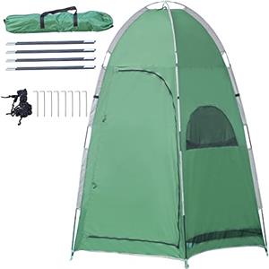 Outsunny Tenda Doccia da Campeggio Spiaggia ed Esterni con Ingresso a Cerniera, Borsa per Trasporto e Tasca Portaoggetti, 122x122x213cm, Verde