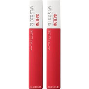 Maybelline New York SuperStay Matte Ink Tinta Labbra Risultato Coprente e Uniforme con Applicatore a Punta Colore 20 Pioner Lunga Durata 16h - 2 Rossetti