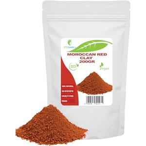 ETC Cosmetic`s Argilla rossa marocchina - 200 gr - Maschere viso fai da te, maschere corpo, maschere capelli, peeling e scrub morbidi, produzione di sapone, anti-età e rassodamento della pelle